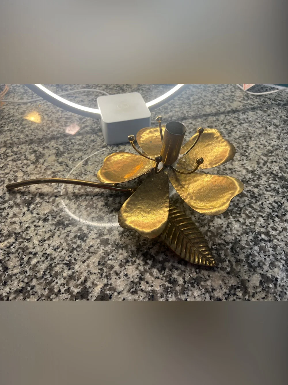 Vintage Mid-Century Hollywood Regency style brass lotus/lily flower